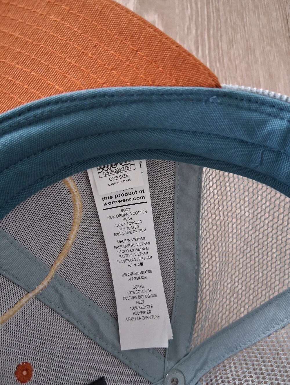Patagonia Kid's Trucker Hat Skyline Stencil Robin Brown